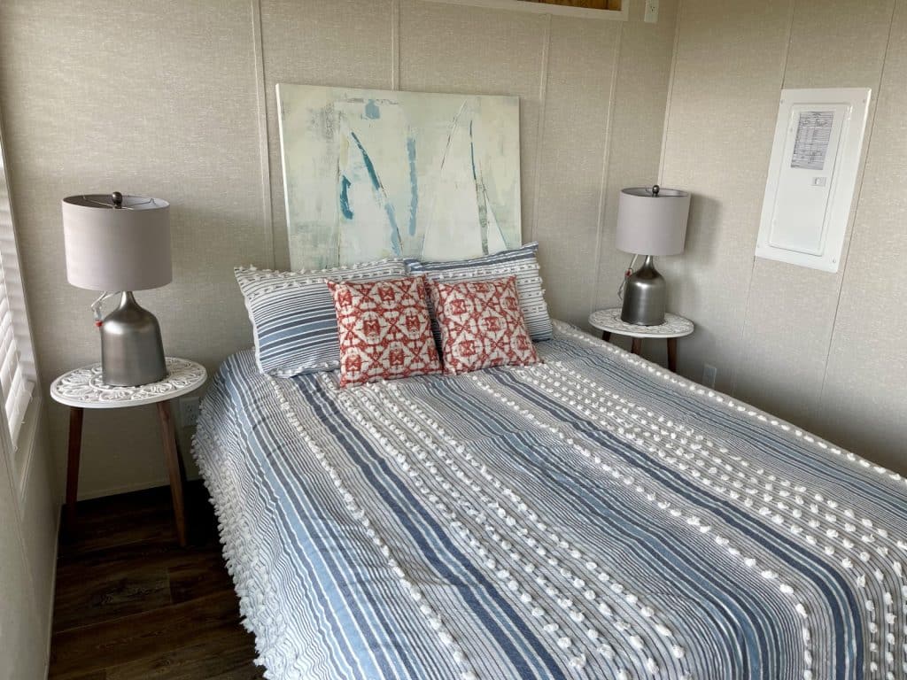 bedroom with a soft cotton jacquard duvet cover set